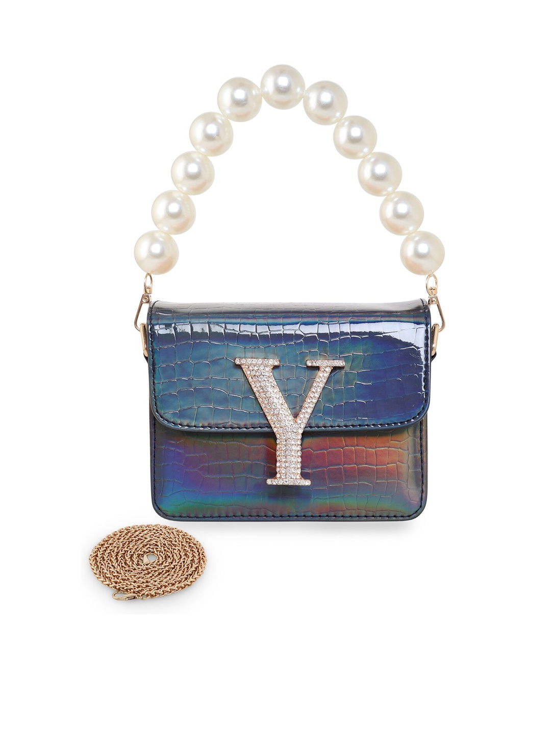 

ESBEDA Textured Structured Handheld Bag, Navy blue