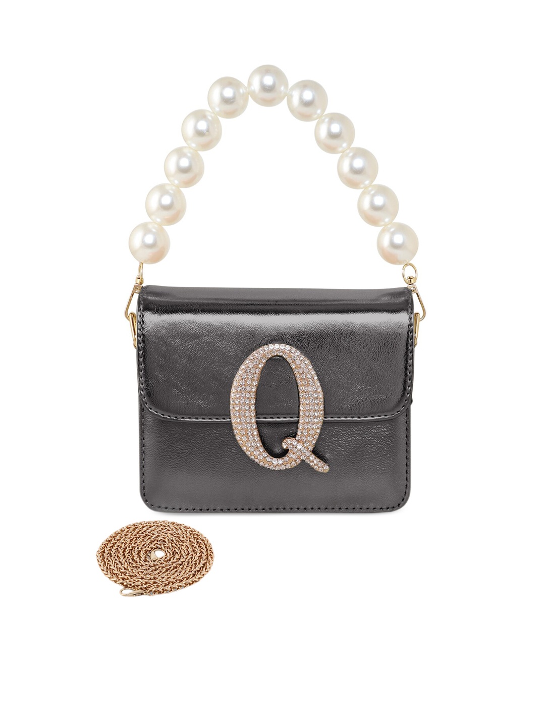 

ESBEDA Embellished Detailed Structured Satchel Bag, Charcoal