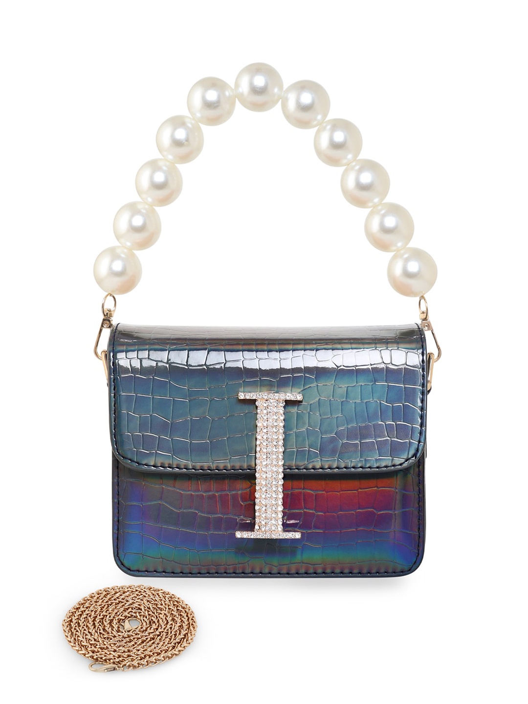

ESBEDA Textured PU Structured Sling Bag, Navy blue
