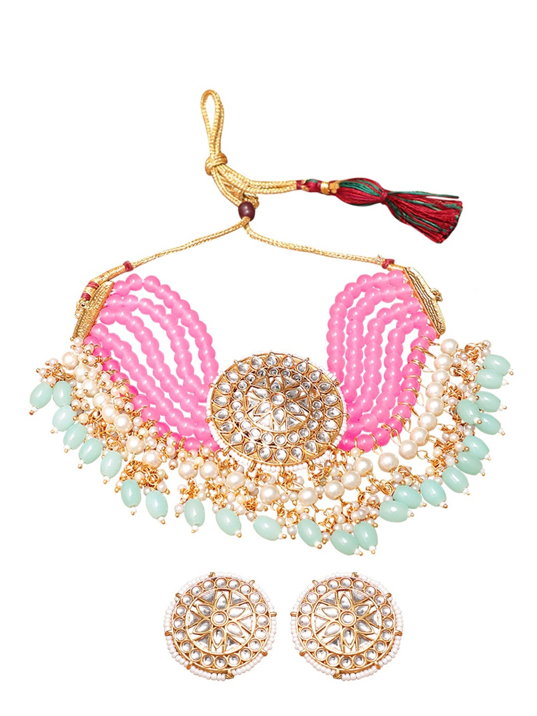 

Swarajshop Gold-Plated Kundan Studded Alloy Jewellery Set, Pink