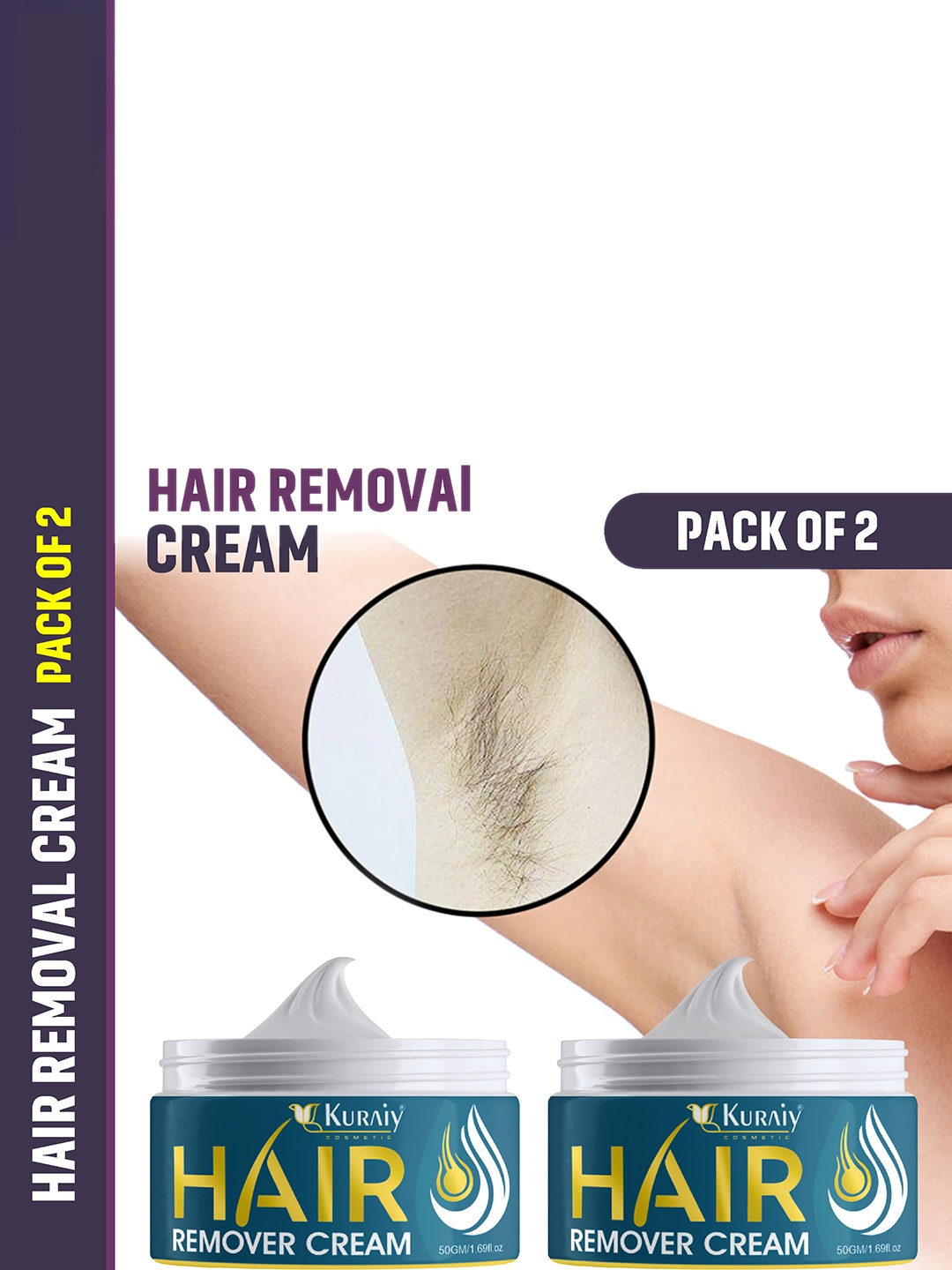

KURAIY Set of 2 Hair Removal Cream - 50g each, Green