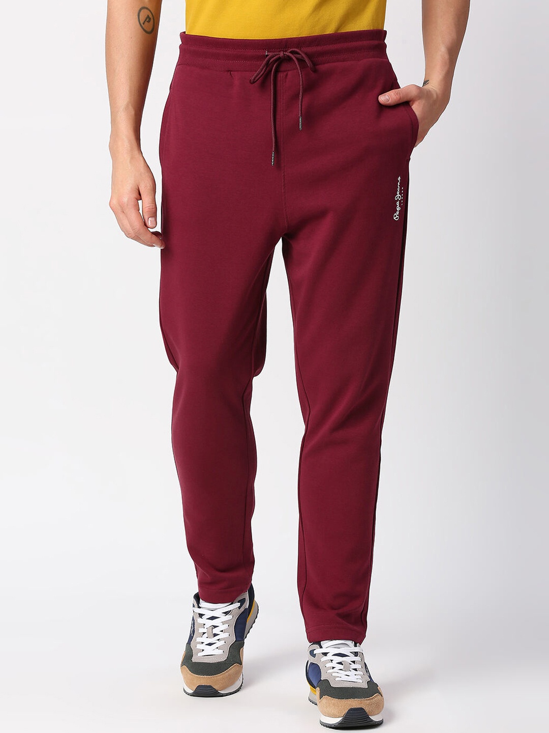 

Pepe Jeans Men Cotton Slim-Fit Track Pants, Maroon