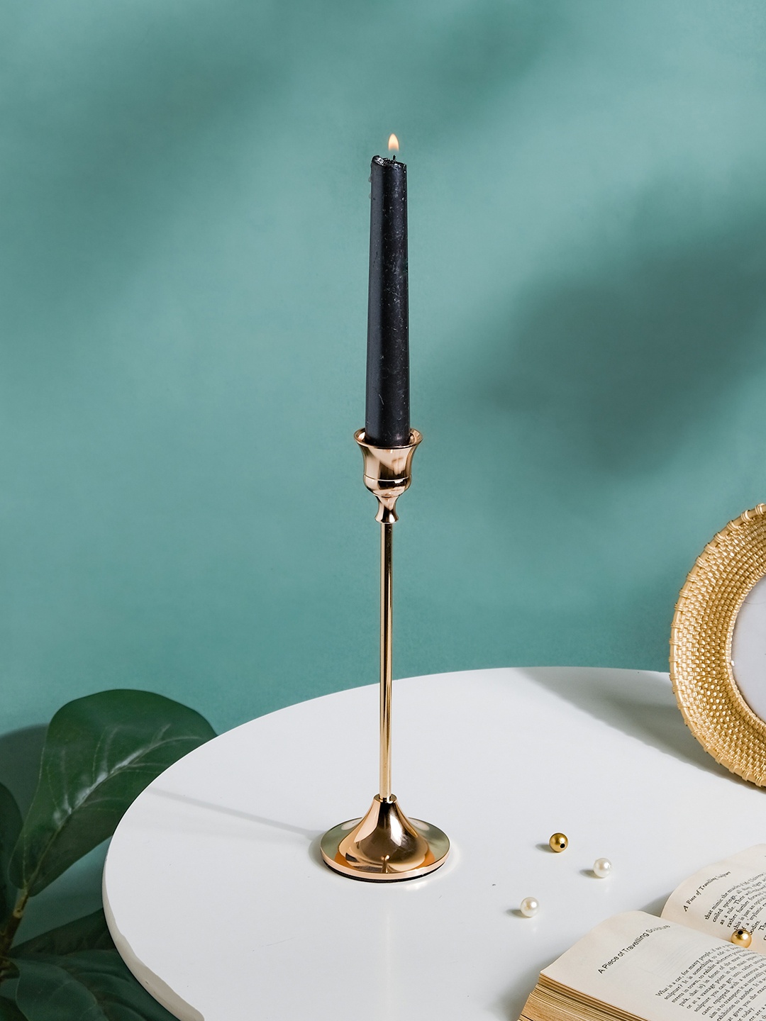 

Nestasia Gold-Toned Glossy Finish Stand Candle Holder