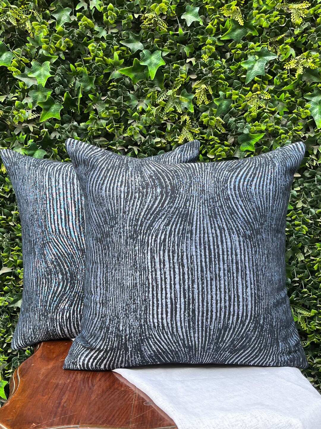 

Seevo Set of 2 Navy Blue Geometric Velvet Cushion Covers
