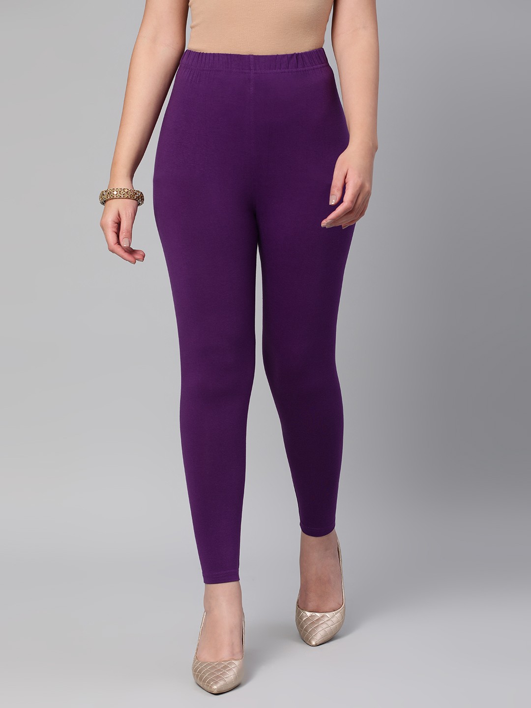 

Huetrap Women Solid Ankle Length Leggings, Purple