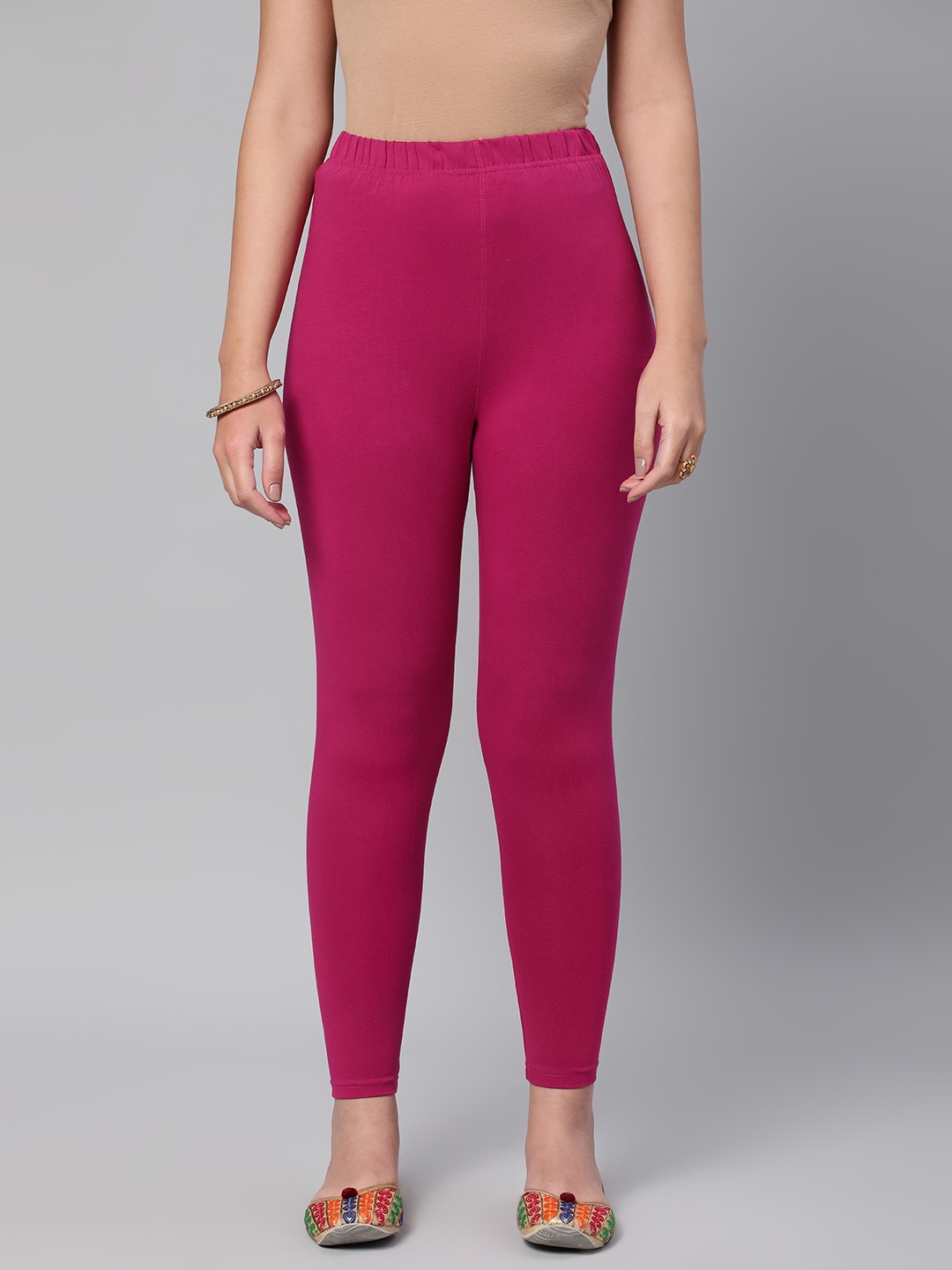 

Huetrap Women Solid Ankle Length Leggings, Pink