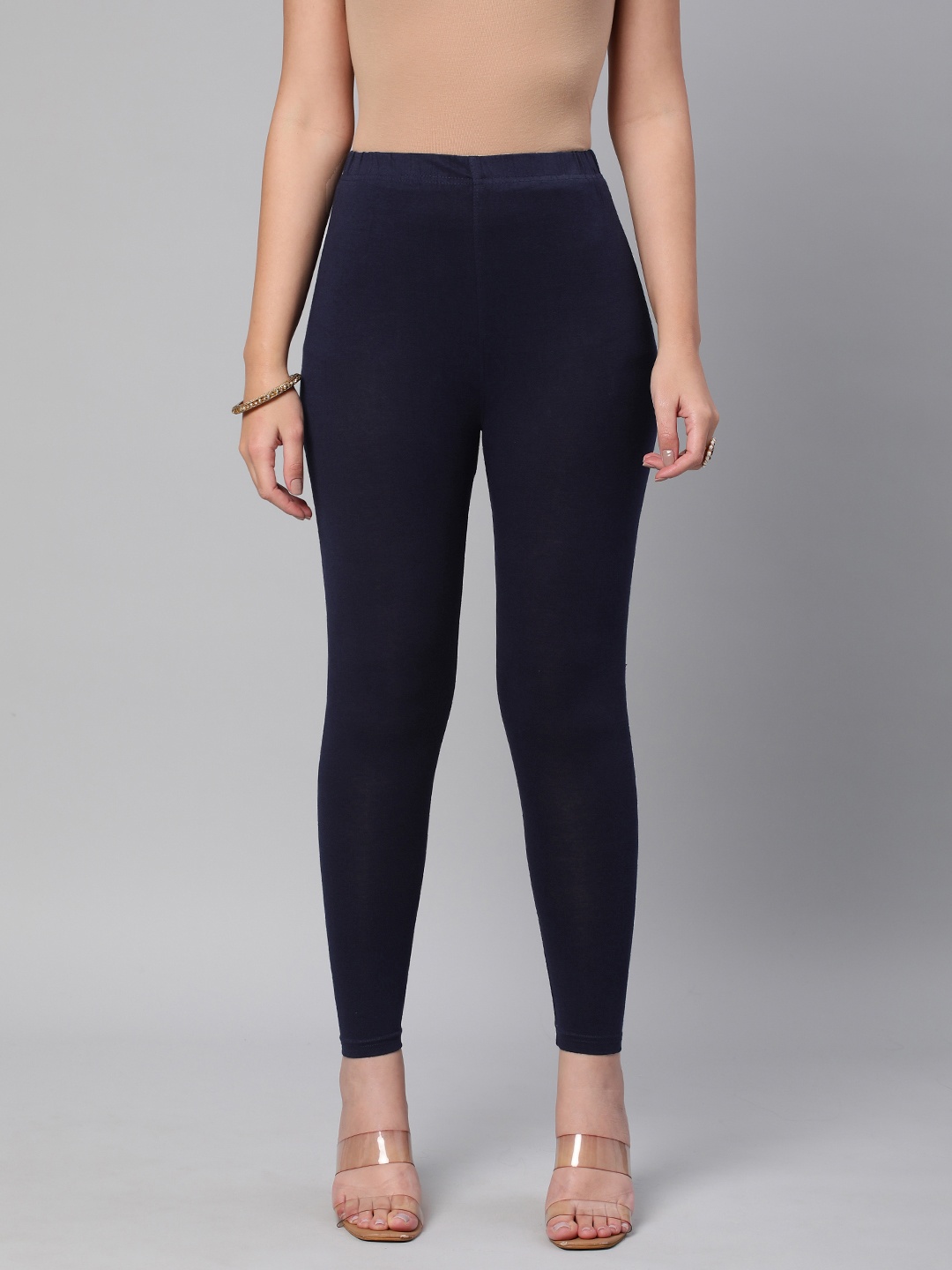 

Huetrap Women Solid Ankle Length Leggings, Navy blue