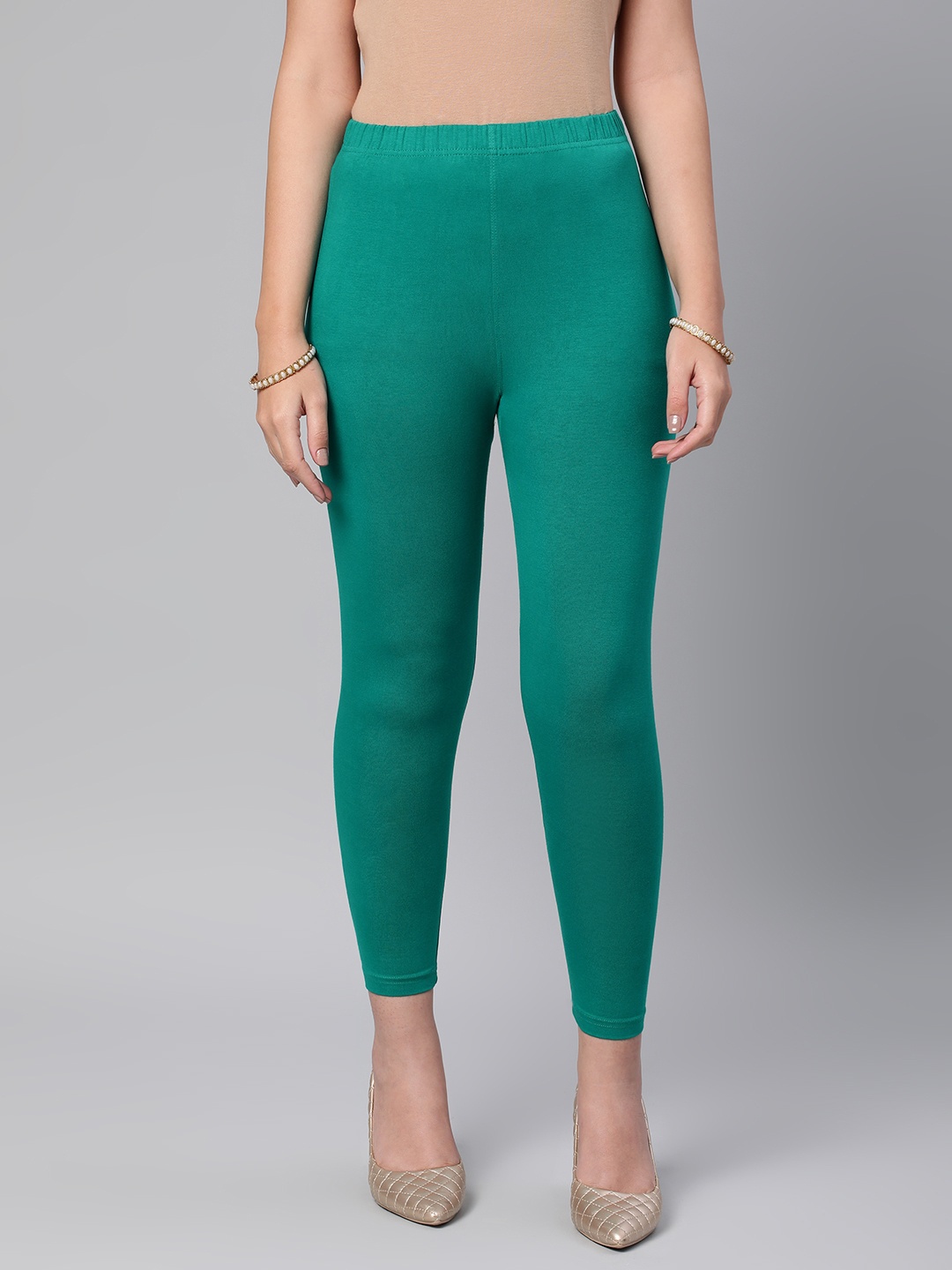 

Huetrap Women Solid Ankle Length Leggings, Teal