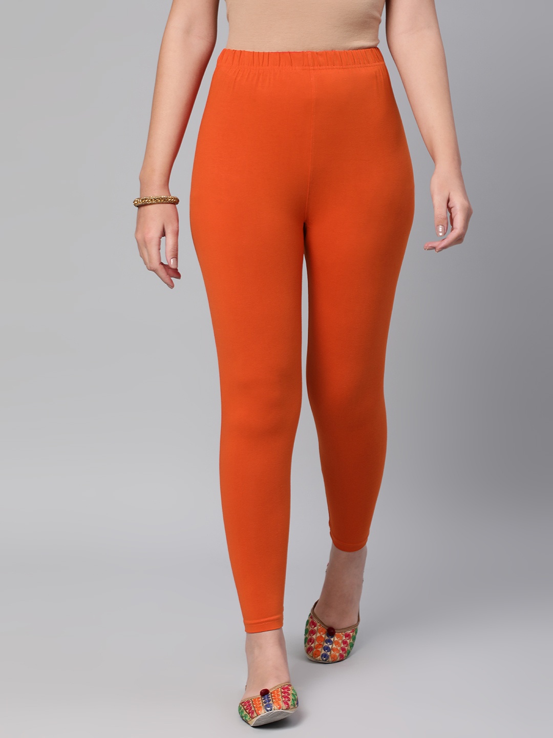 

Huetrap Women Solid Ankle Length Leggings, Rust