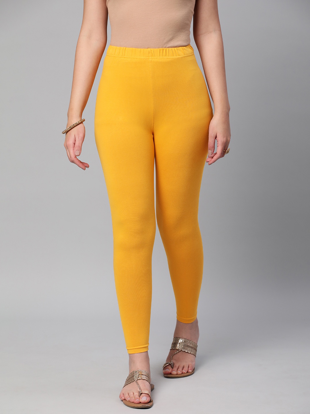 

Huetrap Women Solid Ankle Length Leggings, Yellow