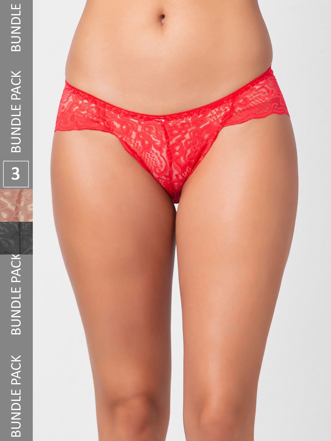 

FashionRack Women Pack Of 3 Assorted Hipster Briefs