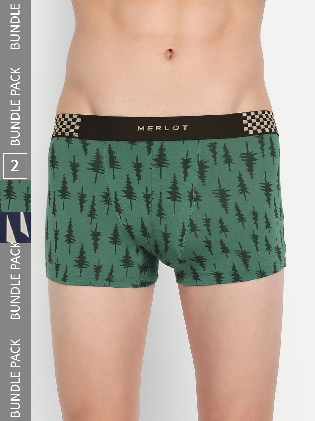 

MERLOT Men Pack Of 3 Patterned Trunks, Green