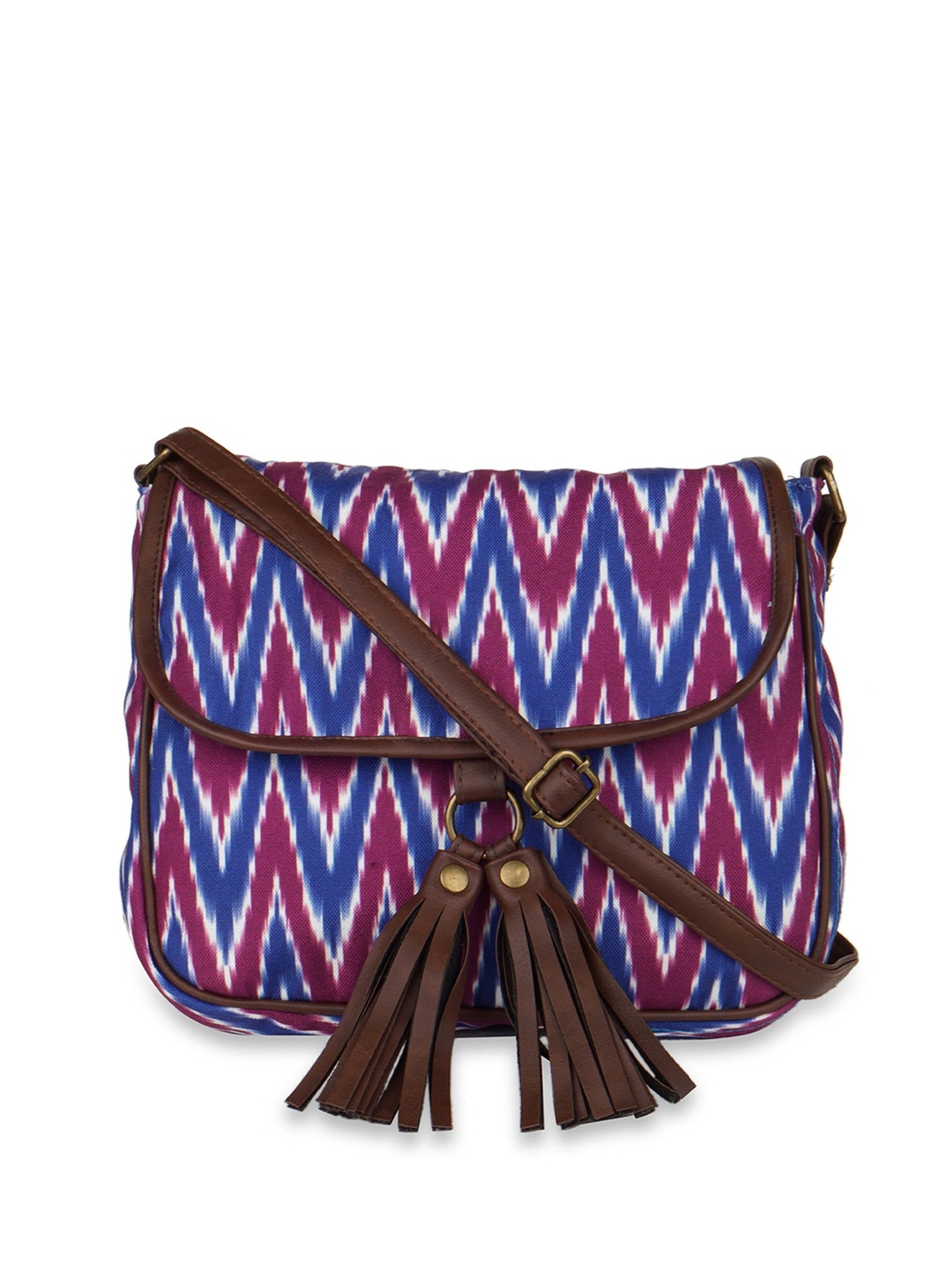 

Kanvas Katha Geometric Printed Structured Sling Bag, Blue