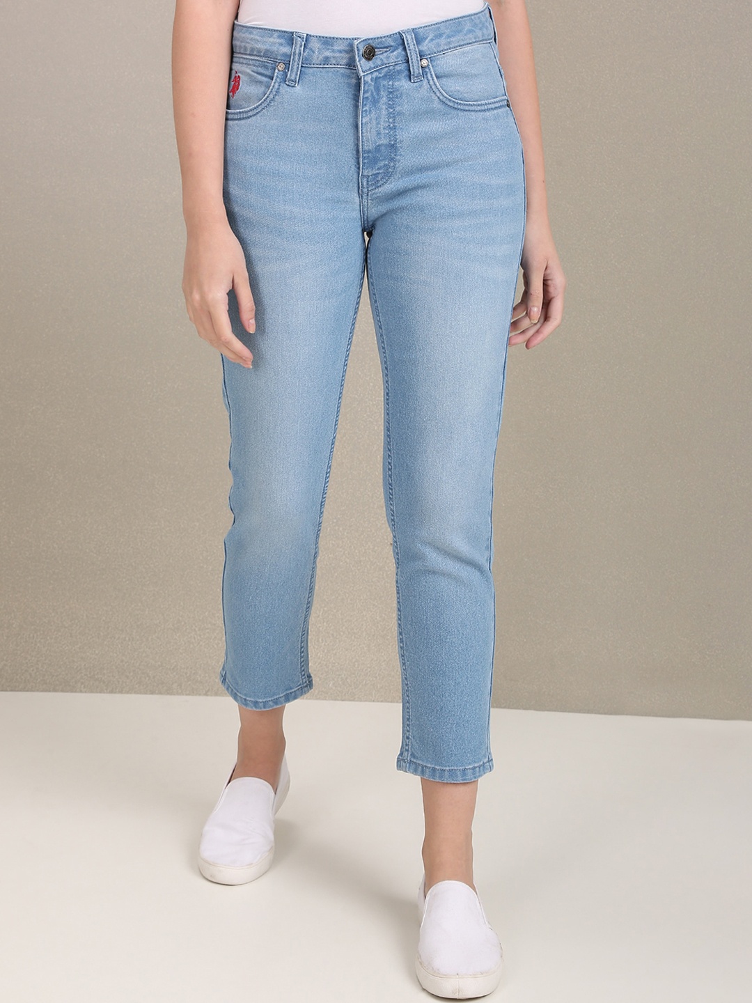 

U.S. Polo Assn. Women Cotton Slim Fit Light Fade Stretchable Jeans, Blue
