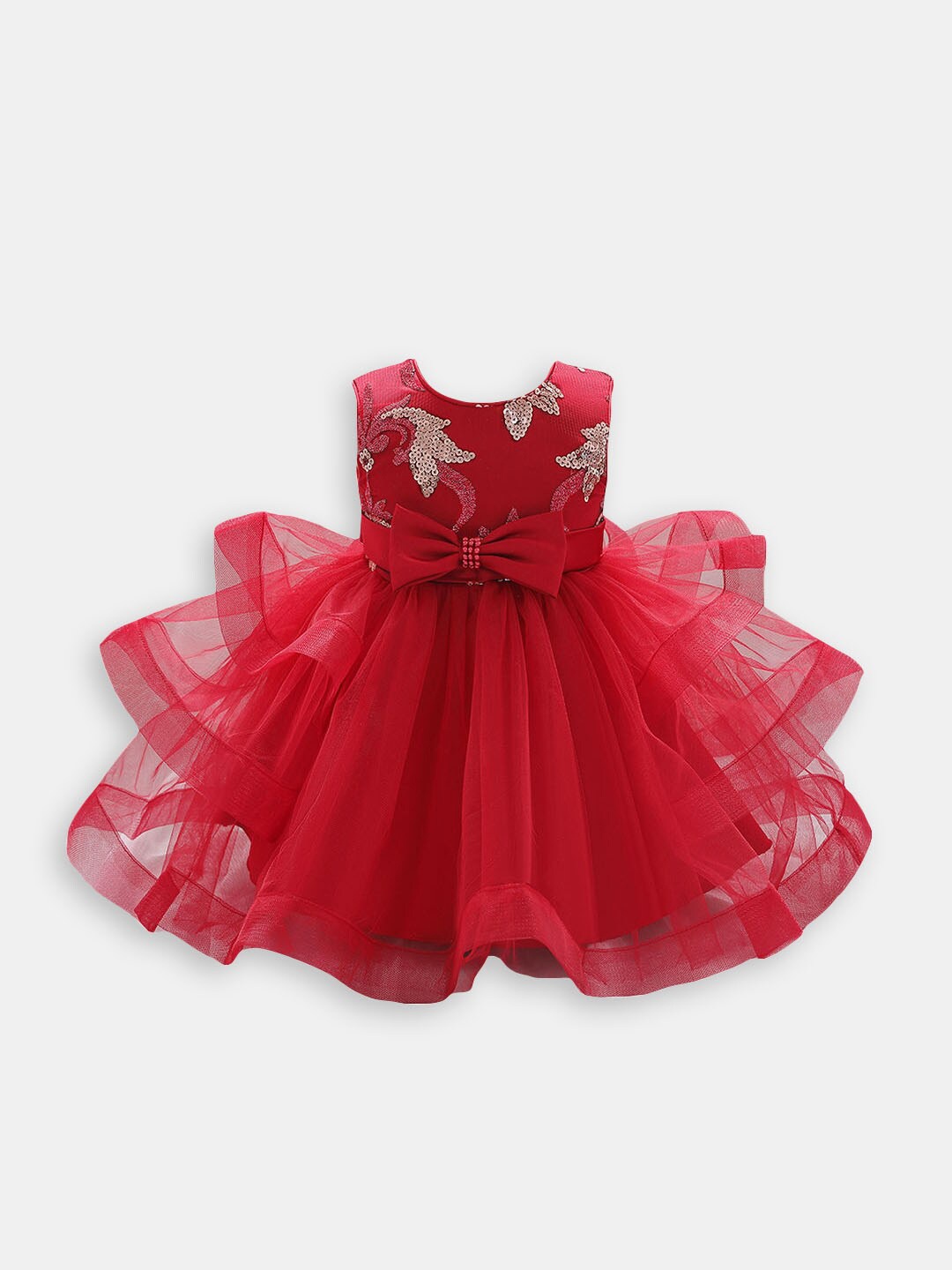 

Hopscotch Girls Sleeveless Fit & flare Dress, Red
