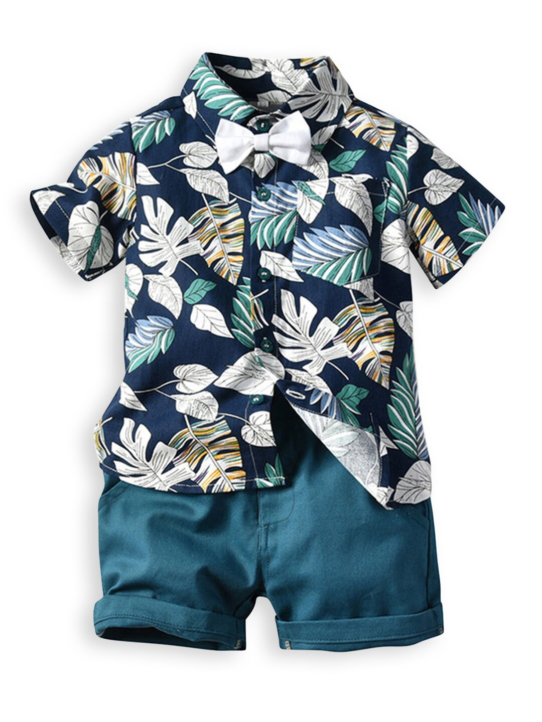 

Hopscotch Boys Green & White Shirt with Shorts