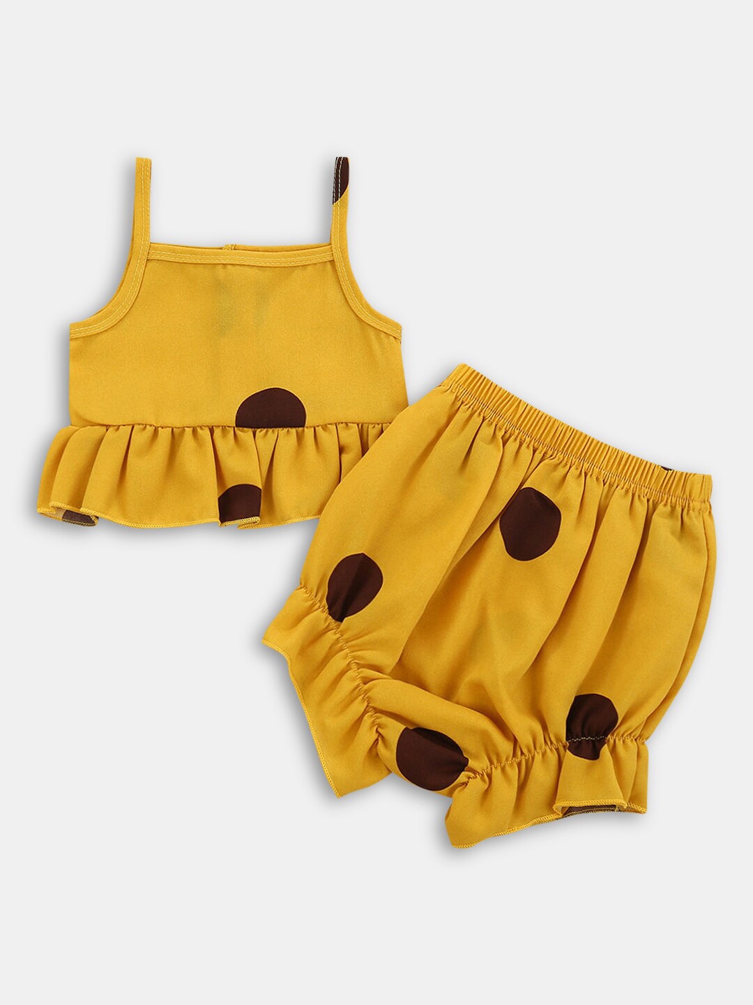 

Hopscotch Girls Yellow & Brown Printed Top with Shorts