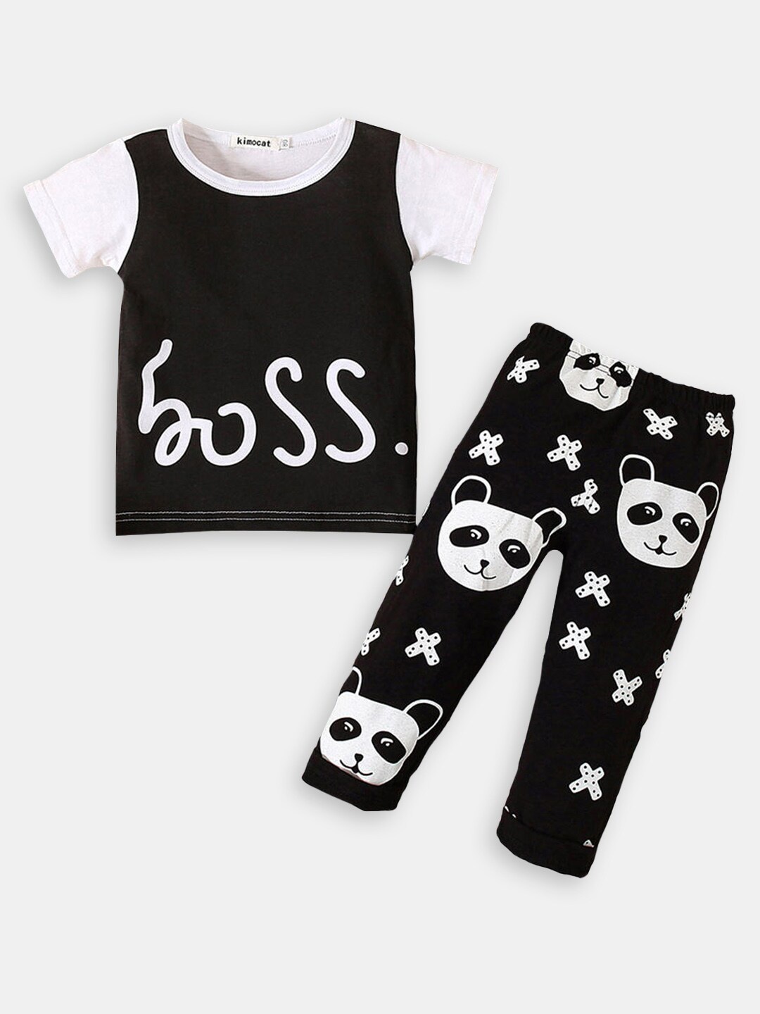 

Hopscotch Girls Black & White Printed Top with Trousers