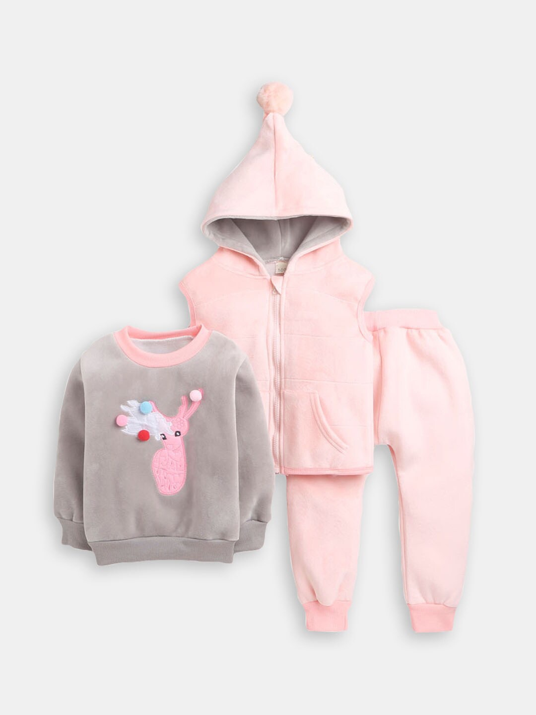 

Hopscotch Girls Sweatshirt & Jogger With Jacket, Pink