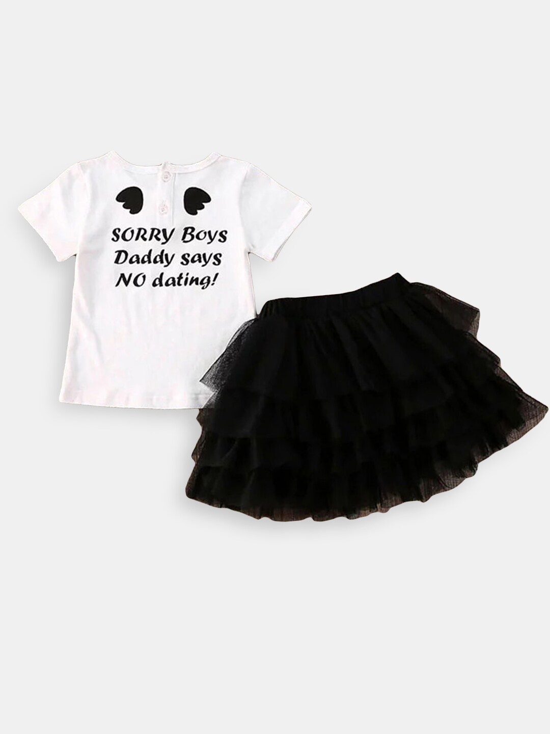 

Hopscotch Girls Pure Cotton Printed Top with Skirt, Black