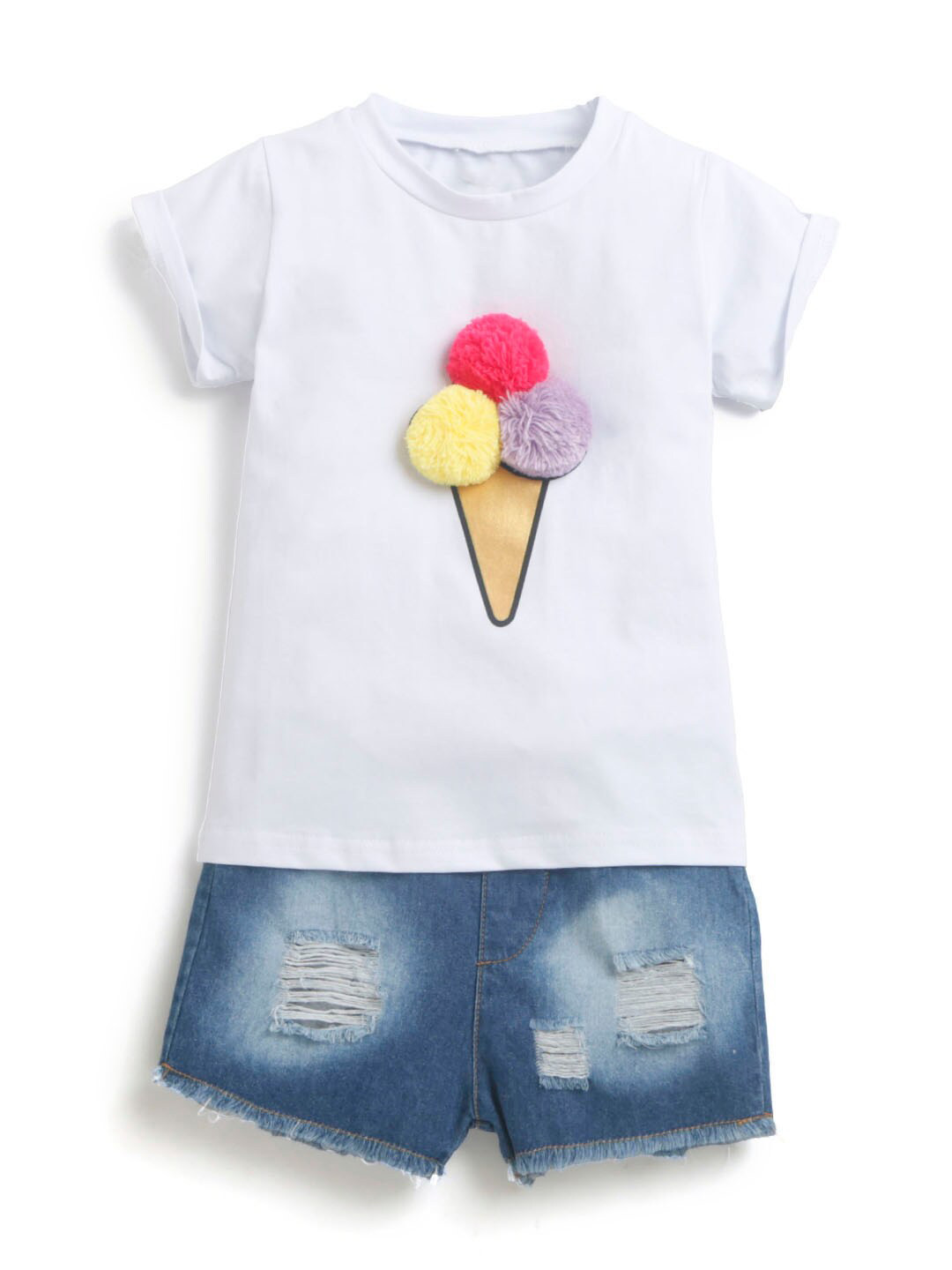 

Hopscotch Girls Pure Cotton T-shirt & Shorts, White