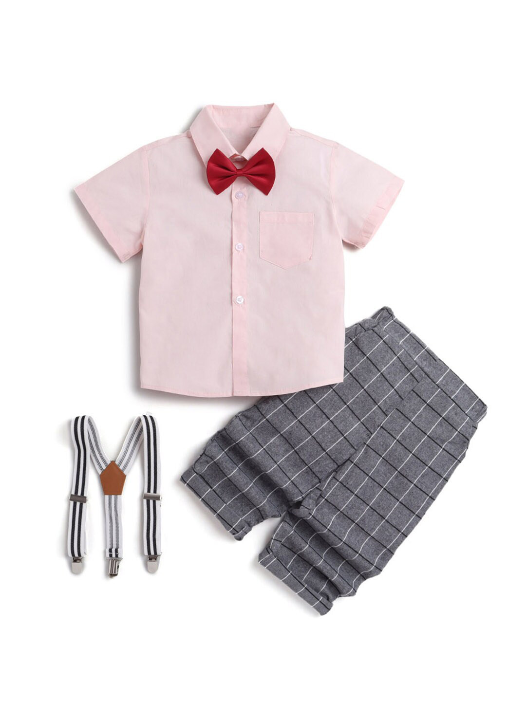 

Hopscotch Boys Shirt & Trousers With Suspender-Bow, Peach