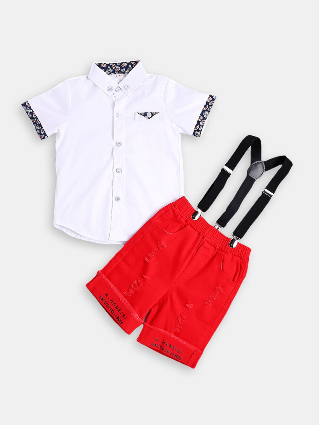 

Hopscotch Boys Shirt & Trousers With Suspender, White