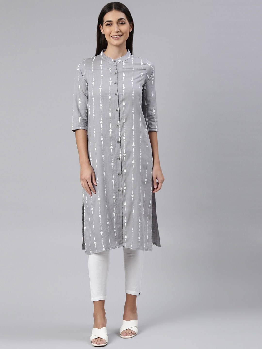 

Kryptic Geometric Printed Pure Cotton Kurta, Grey