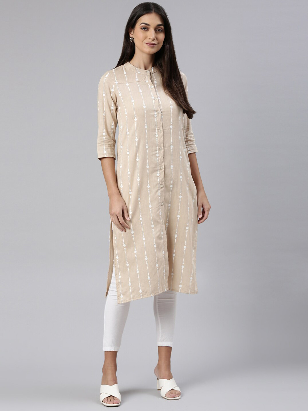 

Kryptic Geometric Printed Pure Cotton Kurta, Beige