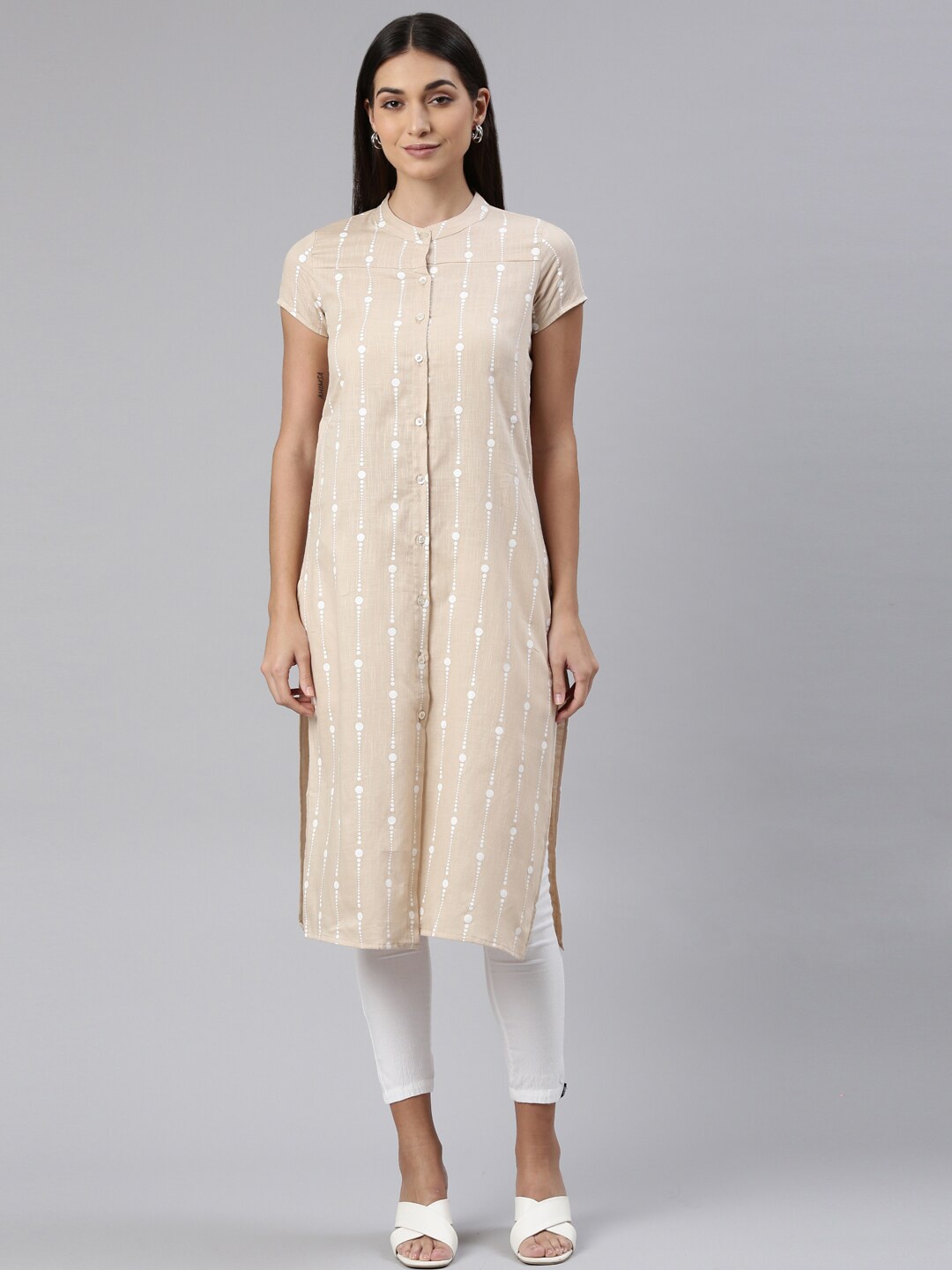 

Kryptic Geometric Printed Pure Cotton Kurta, Beige