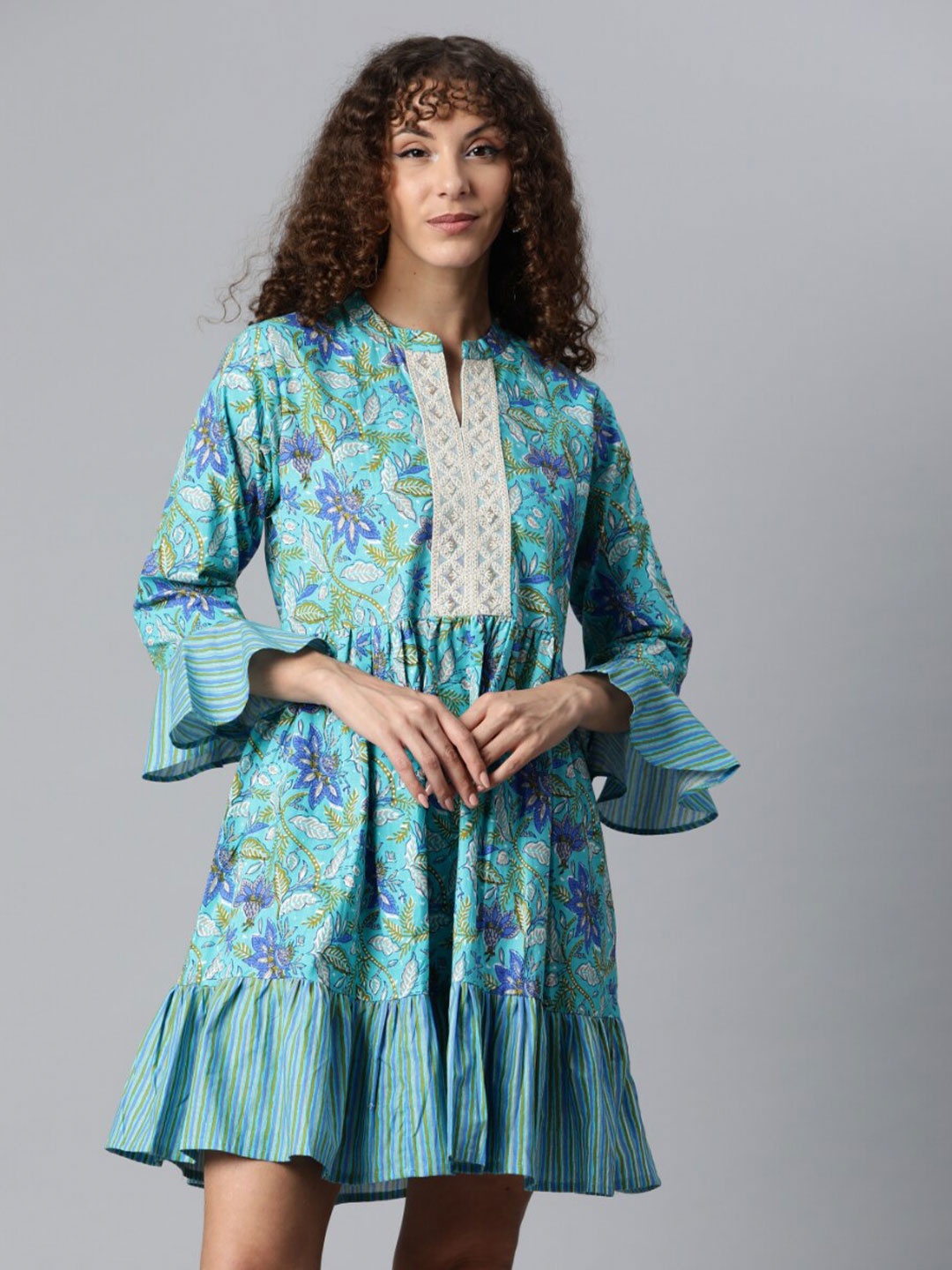

KALINI Floral A-Line Dress, Blue