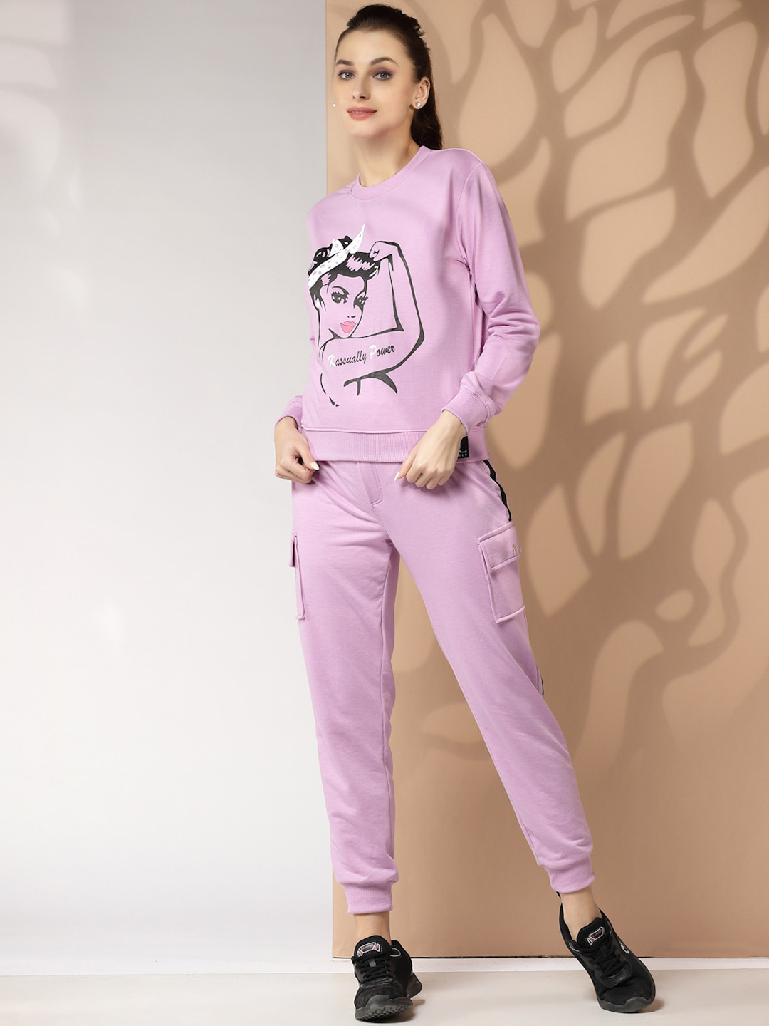 

KASSUALLY Women Printed Tracksuit, Lavender