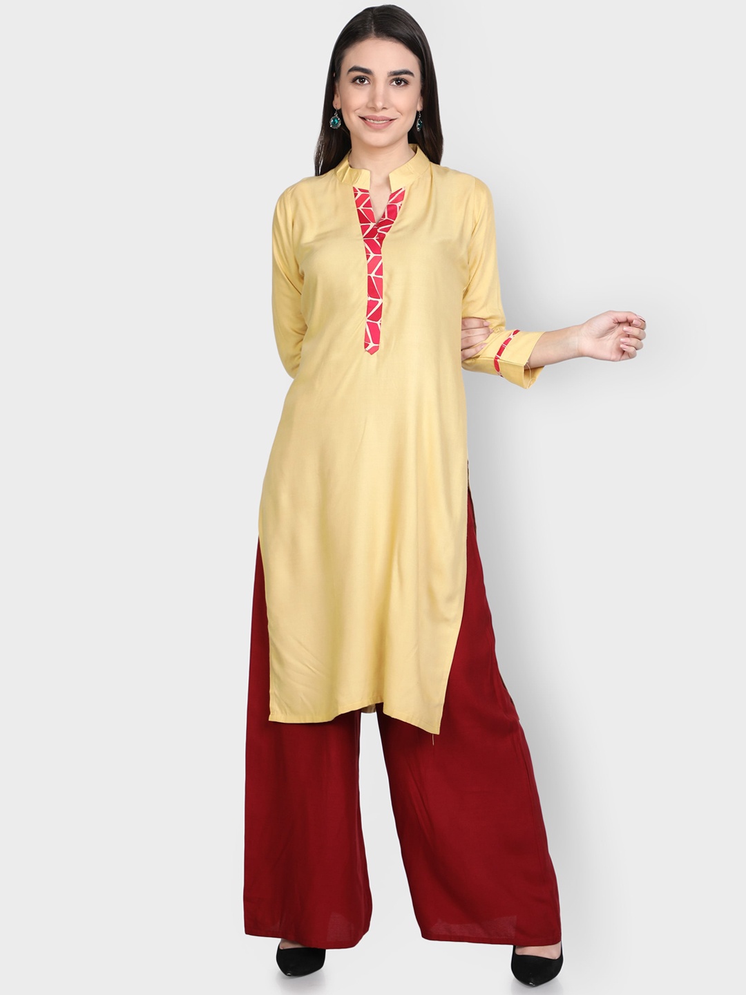 

Fabclub Women Kurta with Palazzos, Beige