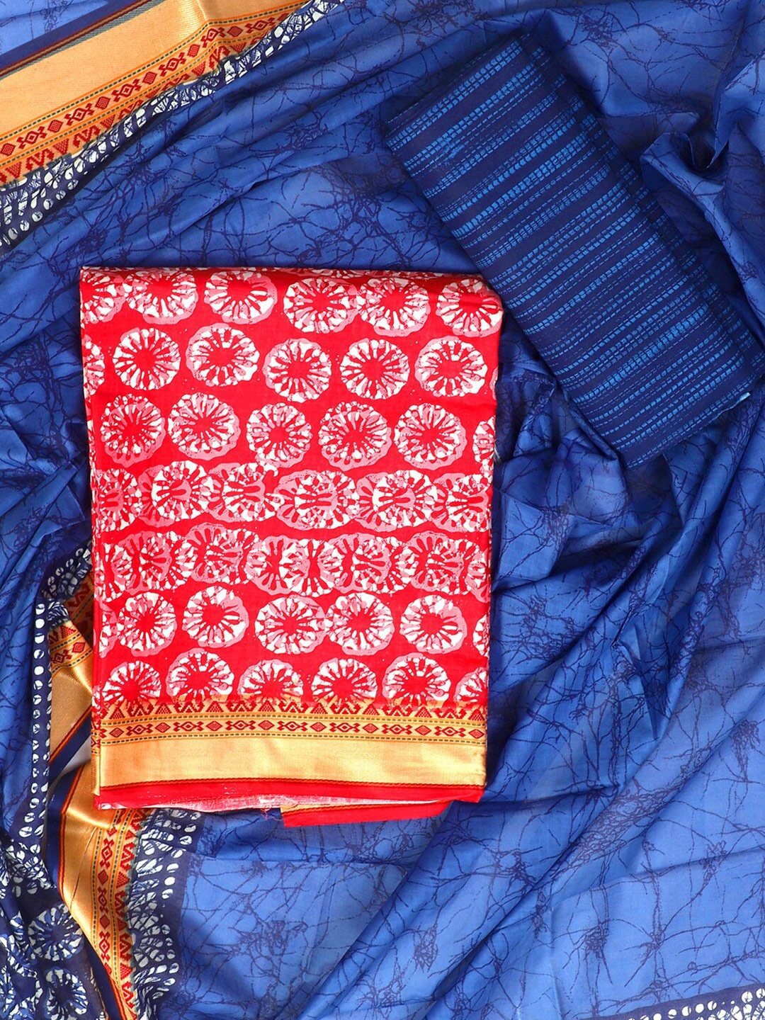 

SALWAR STUDIO Ethnic Motifs Printed Pure Cotton Unstitched Dress Material, Pink