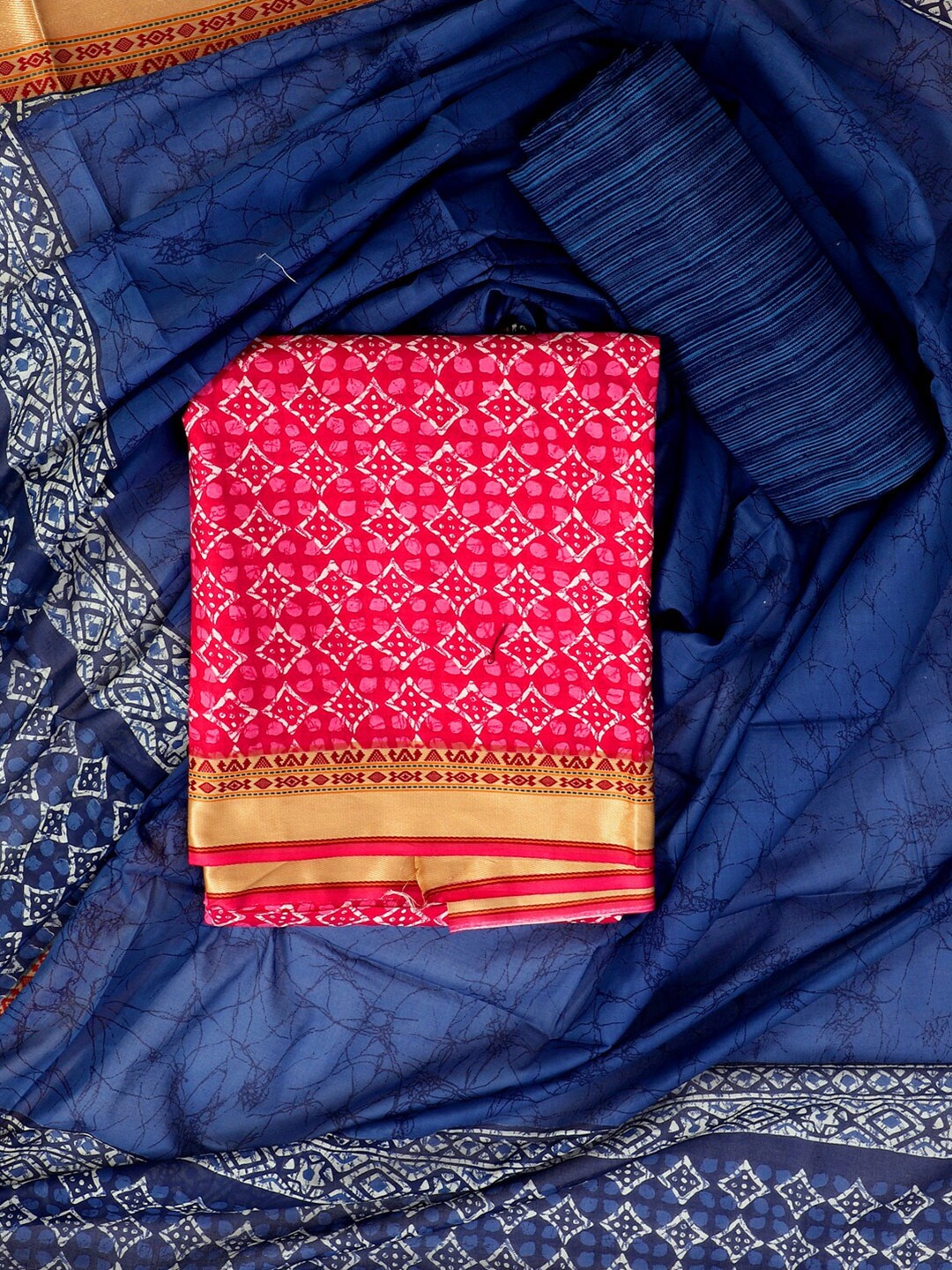 

SALWAR STUDIO Printed Pure Cotton Unstitched Dress Material, Pink