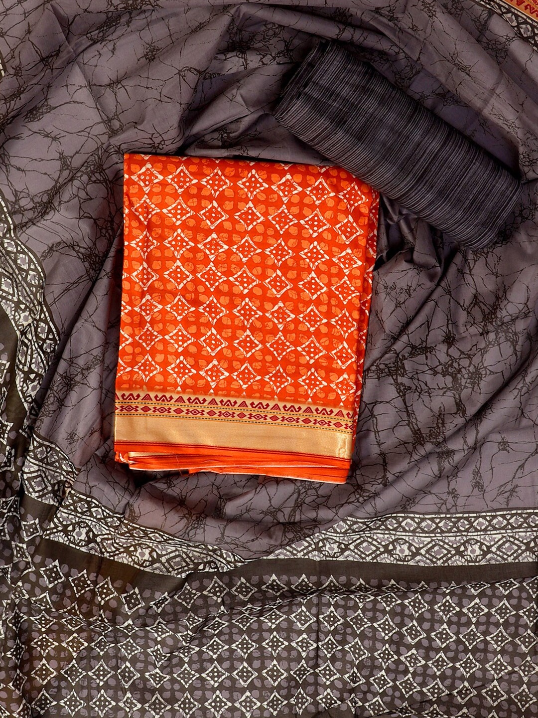 

SALWAR STUDIO Printed Pure Cotton Unstitched Dress Material, Orange