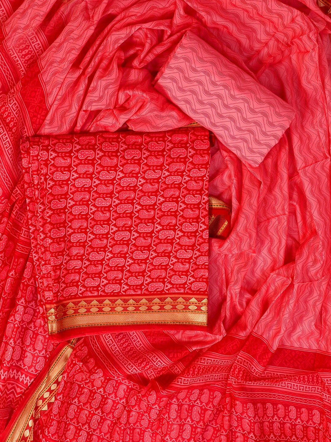 

SALWAR STUDIO Printed Pure Cotton Unstitched Dress Material, Pink