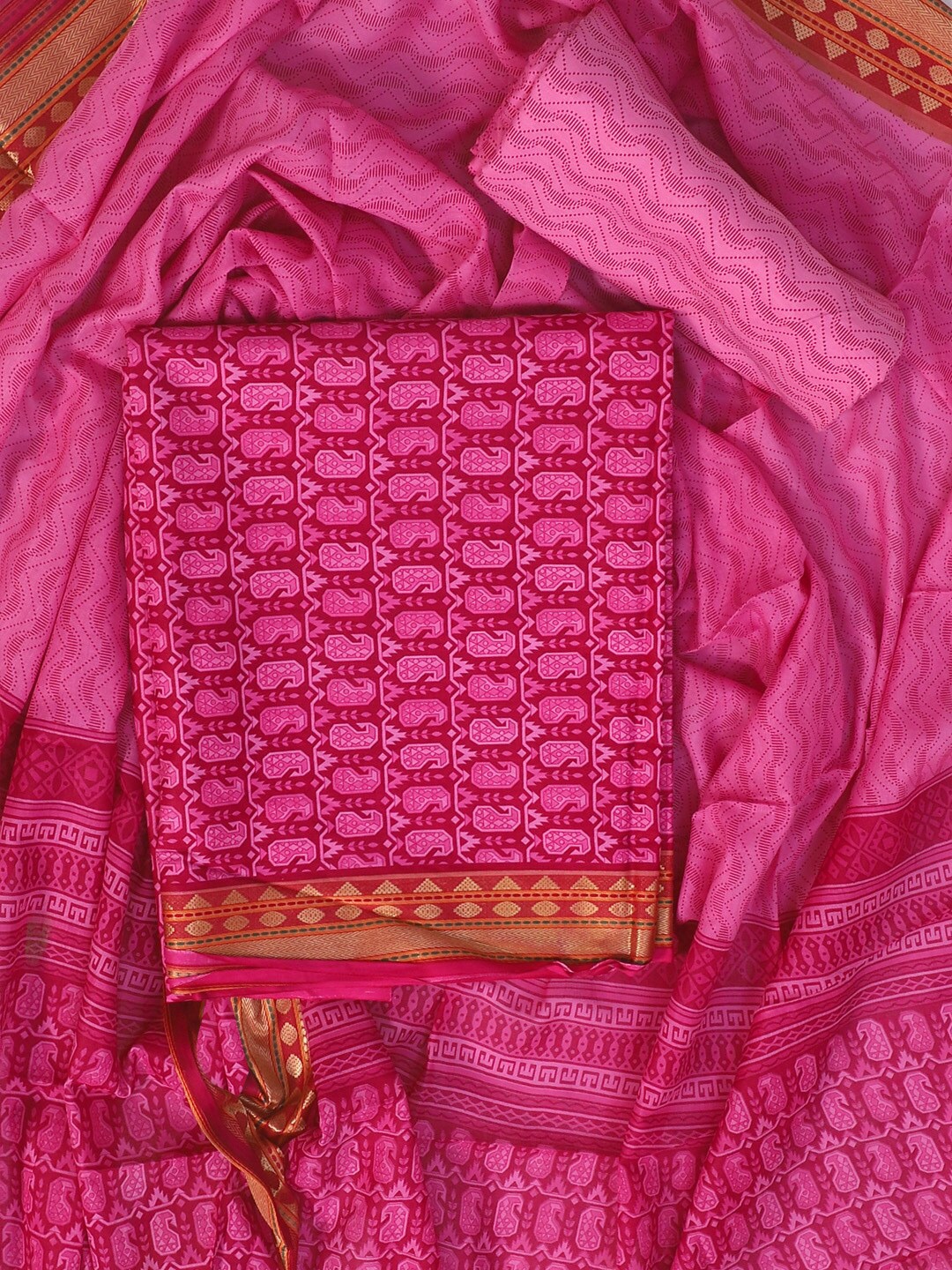 

SALWAR STUDIO Paisley Printed Pure Cotton Unstitched Dress Material, Pink