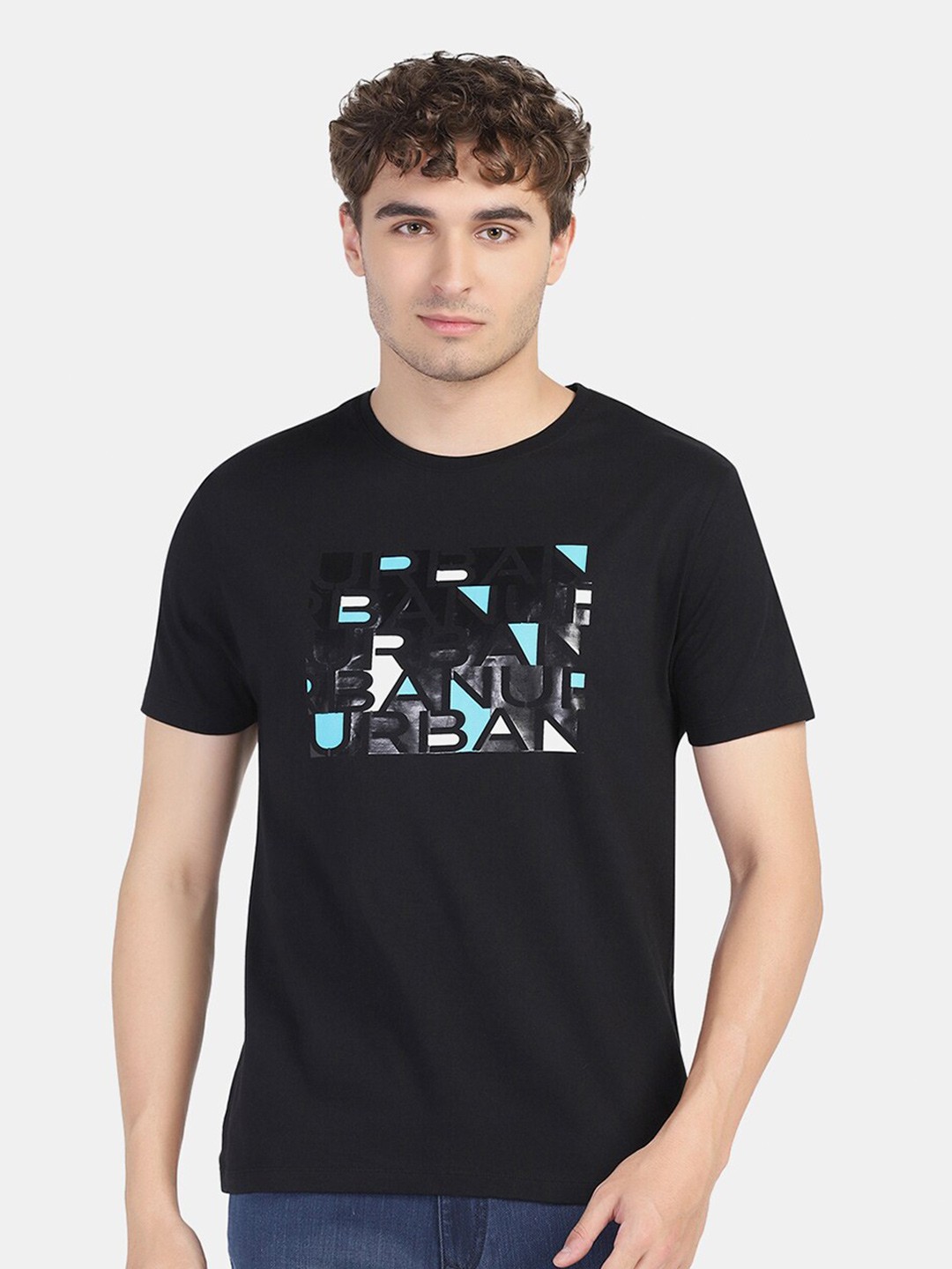 

Blackberrys Men Typography Printed Slim Fit Cotton T-shirt, Black