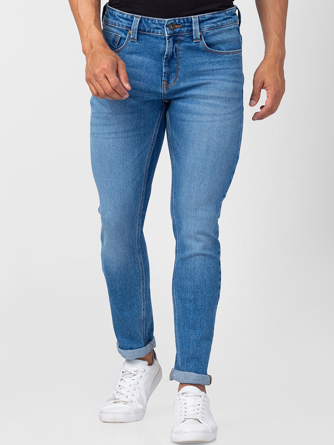

SPYKAR Men Slim Fit Low-Rise Light Fade Jeans, Blue