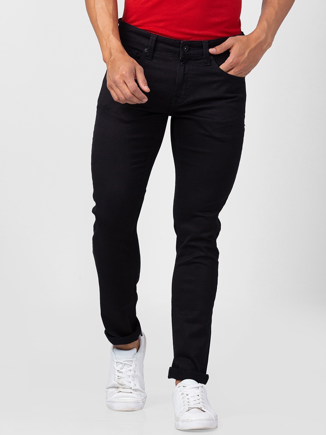 

SPYKAR Men Slim Fit Low-Rise Jeans, Black