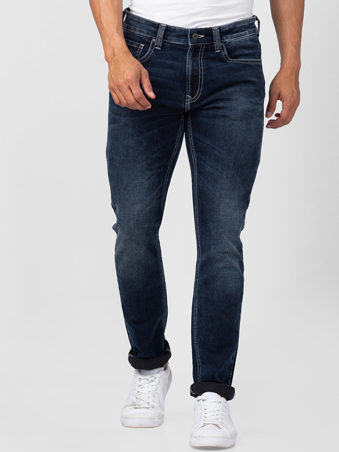 

SPYKAR Men Cotton Regular Fit Heavy Fade Jeans, Blue