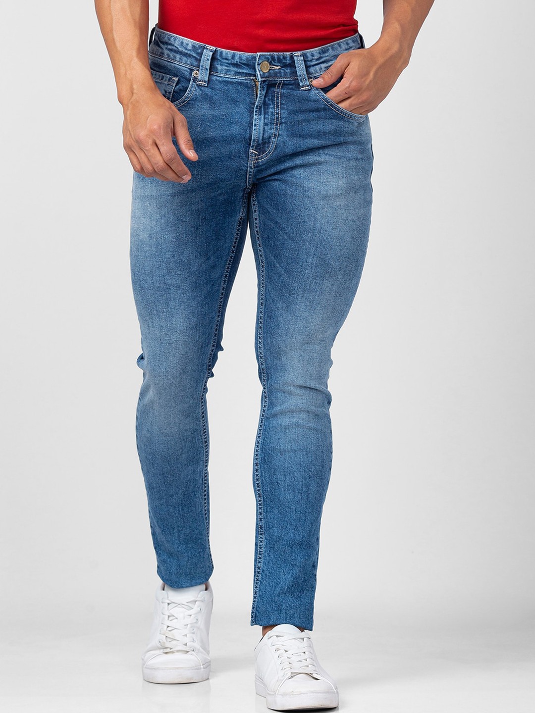 

SPYKAR Men Super Skinny Fit Low-Rise Light Fade Jeans, Blue