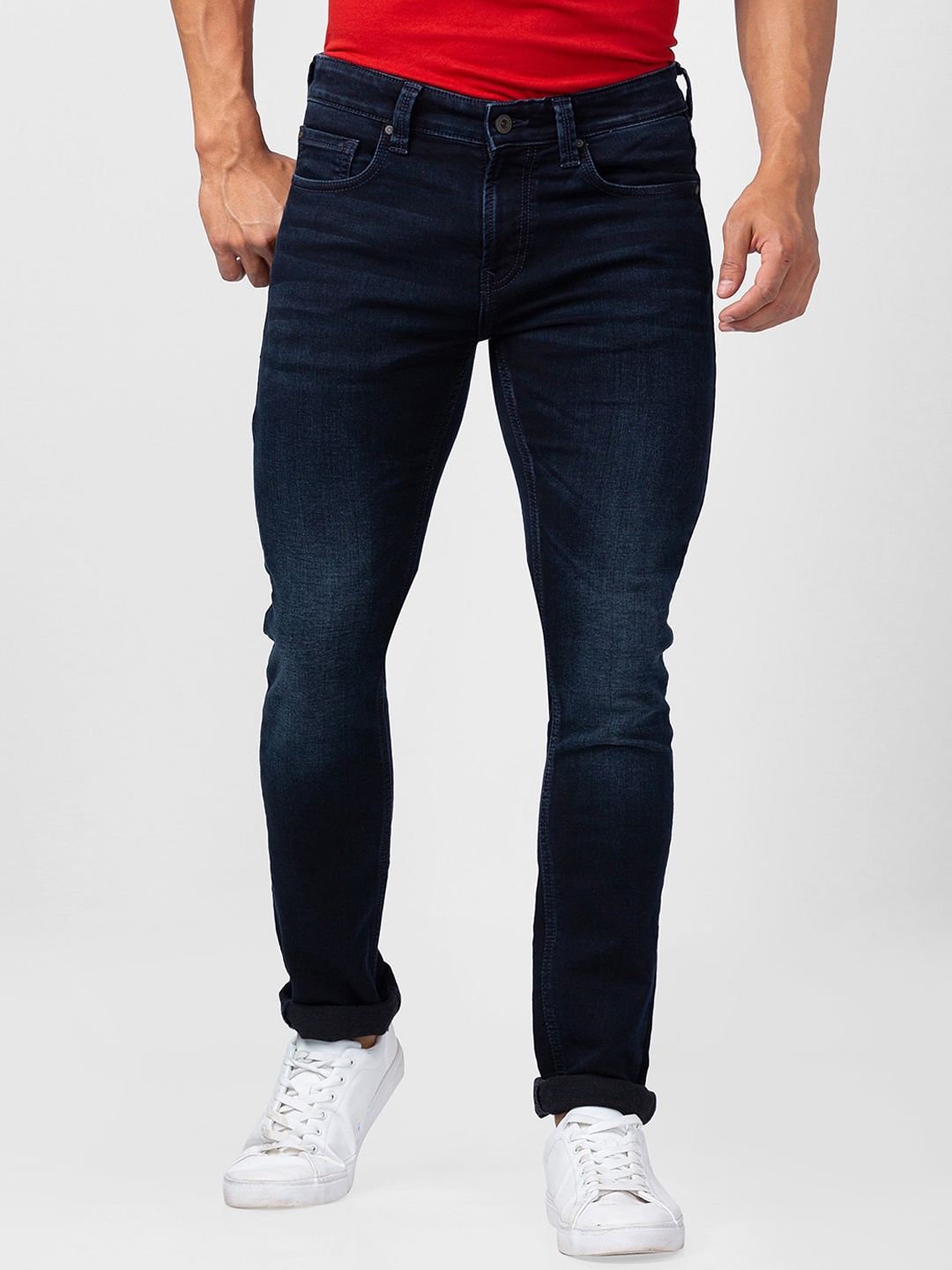 

SPYKAR Men Slim Fit Low-Rise Light Fade Jeans, Blue