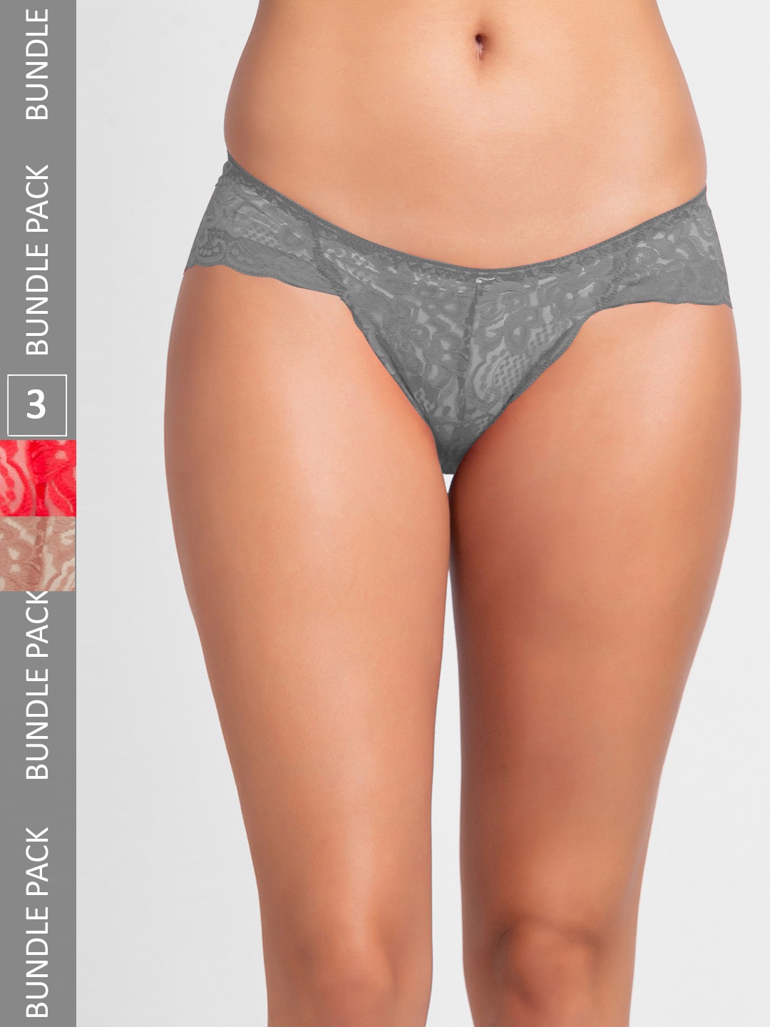 

FashionRack Women Pack Of 3 Assorted Hipster Lace Briefs