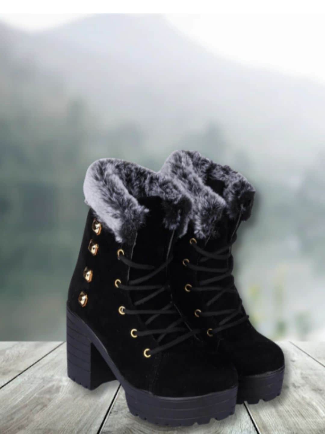 

Funku Fashion Women Lace-Ups Ankle Length Winter Boots, Black