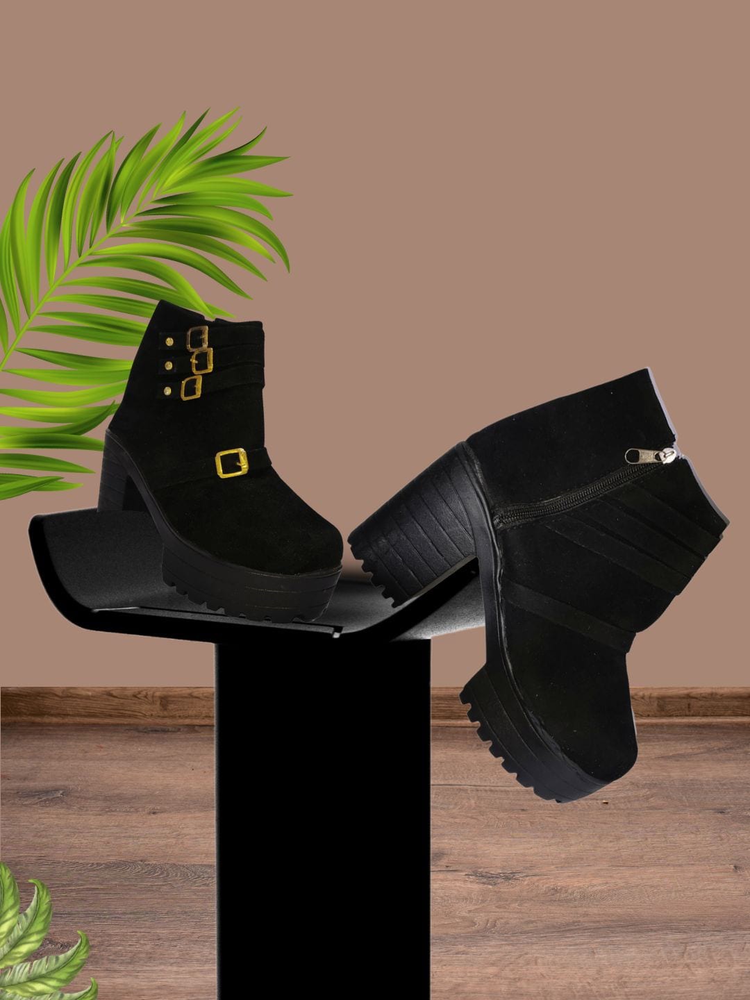

Funku Fashion Women Block-Heeled Winter Boots, Black