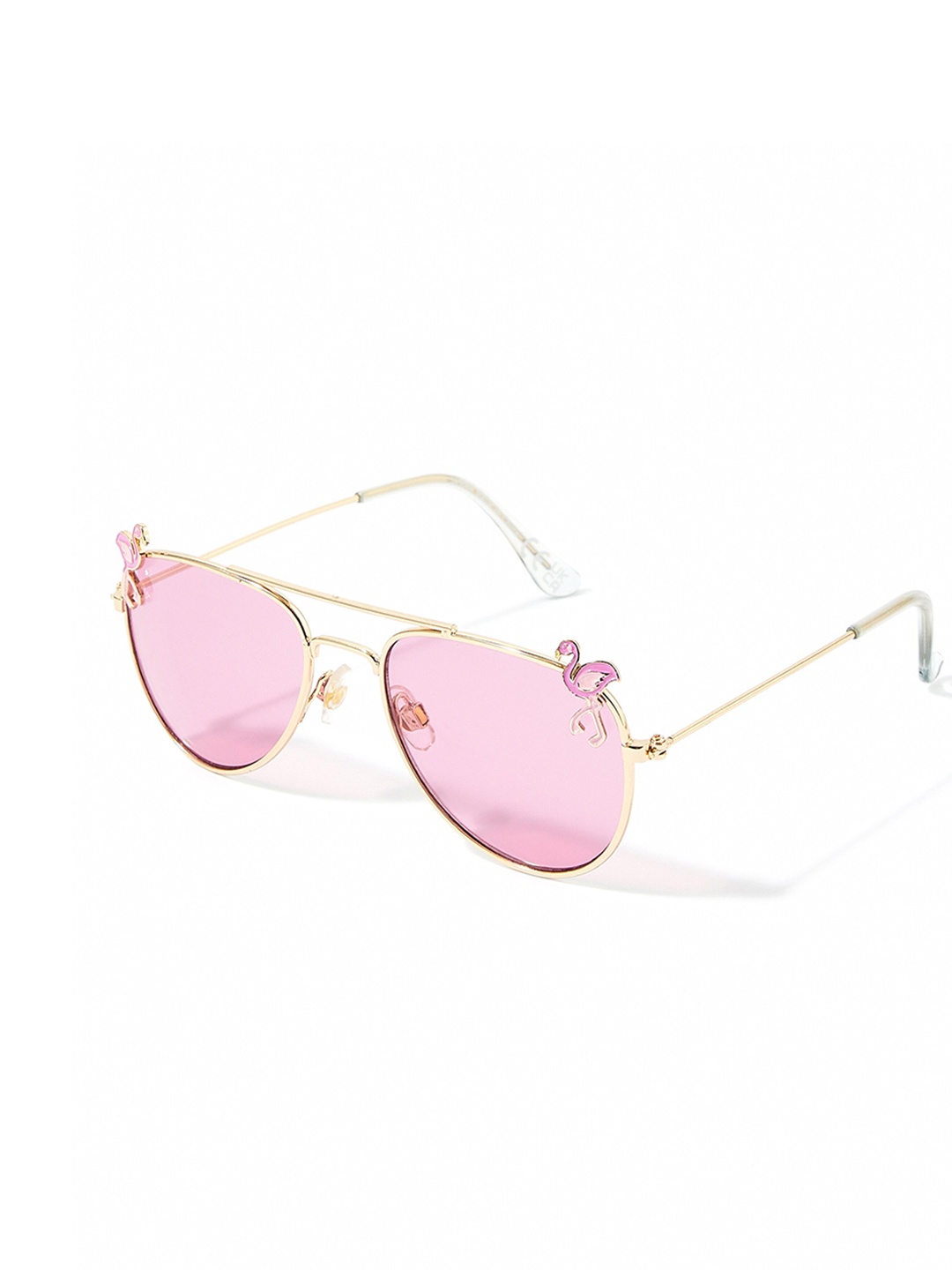 

Accessorize Girls Pink Lens & Gold-Toned Aviator Sunglasses with UV Protected Lens