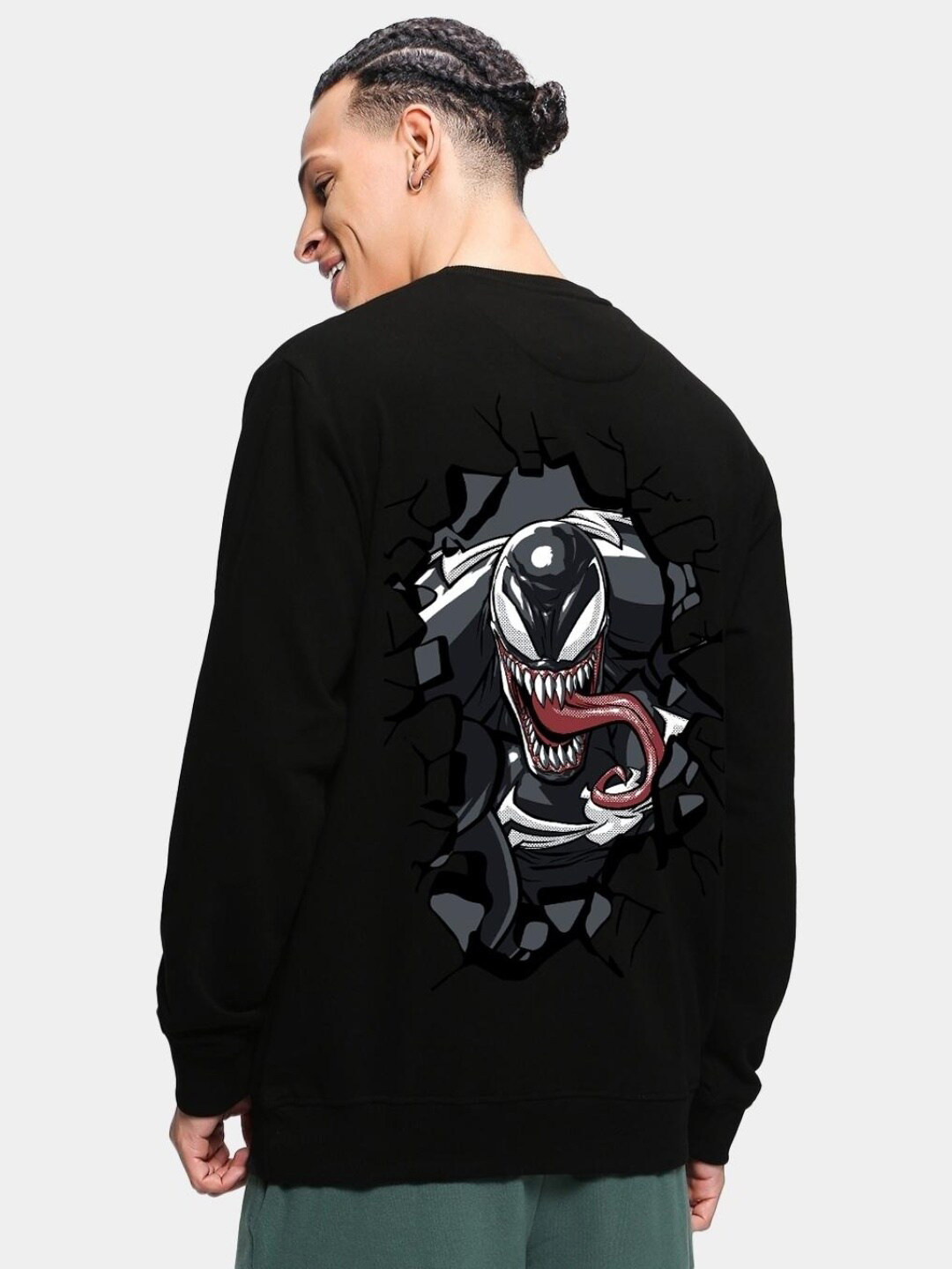 

Bewakoof Marvel Men Venom Graphic Printed Sweatshirt, Black
