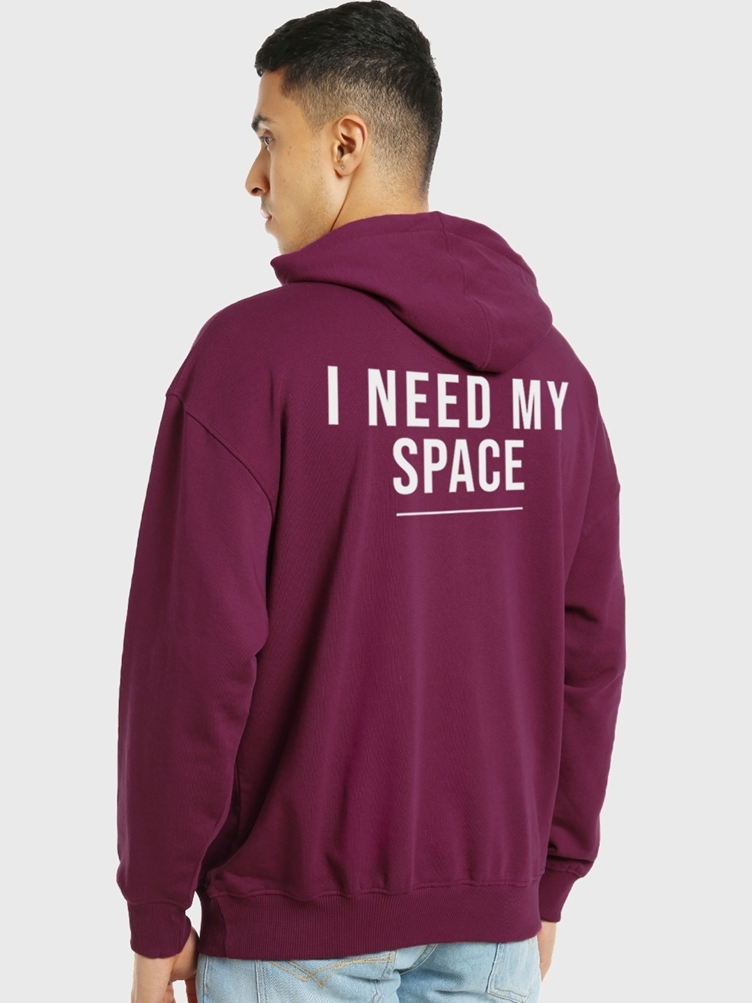 

Bewakoof I Need My Space NASA Typography Oversized Hoodie, Red